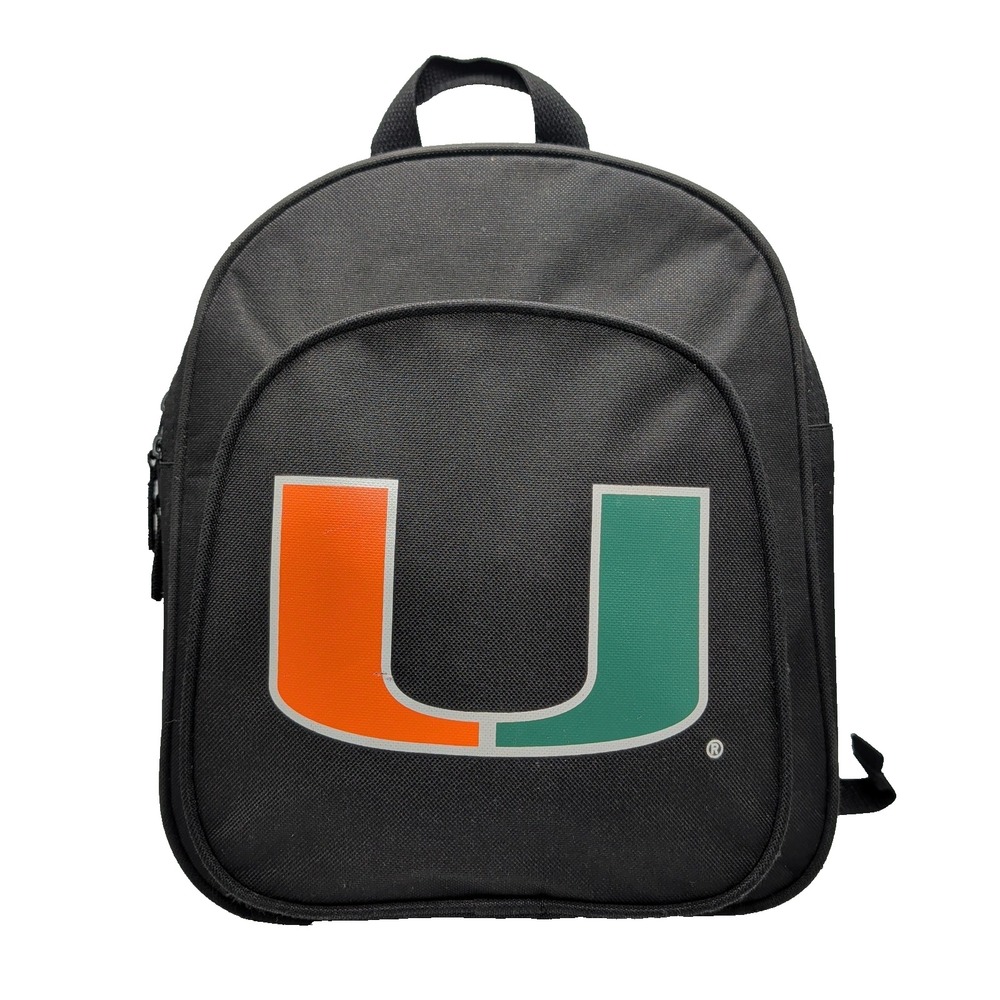 University of Miami Mini Backpack UM Hurricanes Black Logo 12" College Student